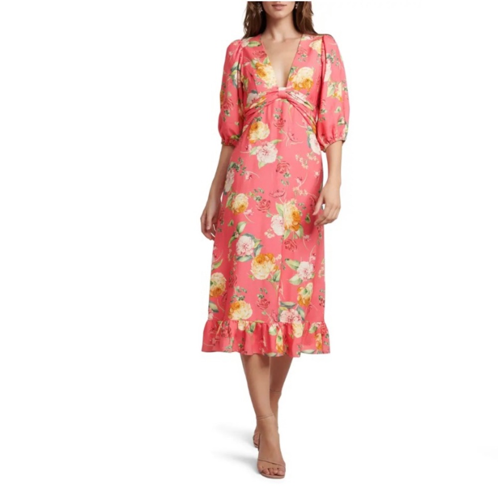 Ever New Floral Linen Blend Dress